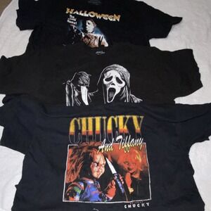 Horror Movie (3) T-Shirt Lot Halloween Scream Chucky Tiffany Graphic Tee